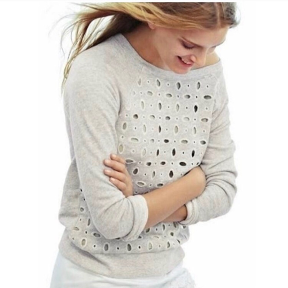 J. Crew Eyelet Sweatshirt Top  - S